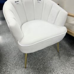 WHITE FAUX SUEDE ARM CHAIR-YF441-W Arm Chair White