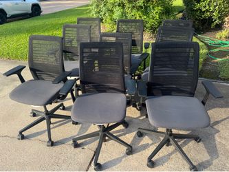 Steelcase Think Chair V2 Charcoal Mesh and Black Fabric Seat, with Lumbar