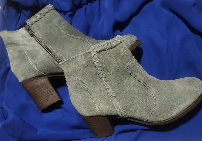 Brand New Real Suede Booties Size 9 With Box