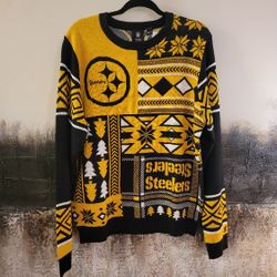 NFL Team Apparel Pittsburgh Steelers NFL Black Gold Sweater Men's L