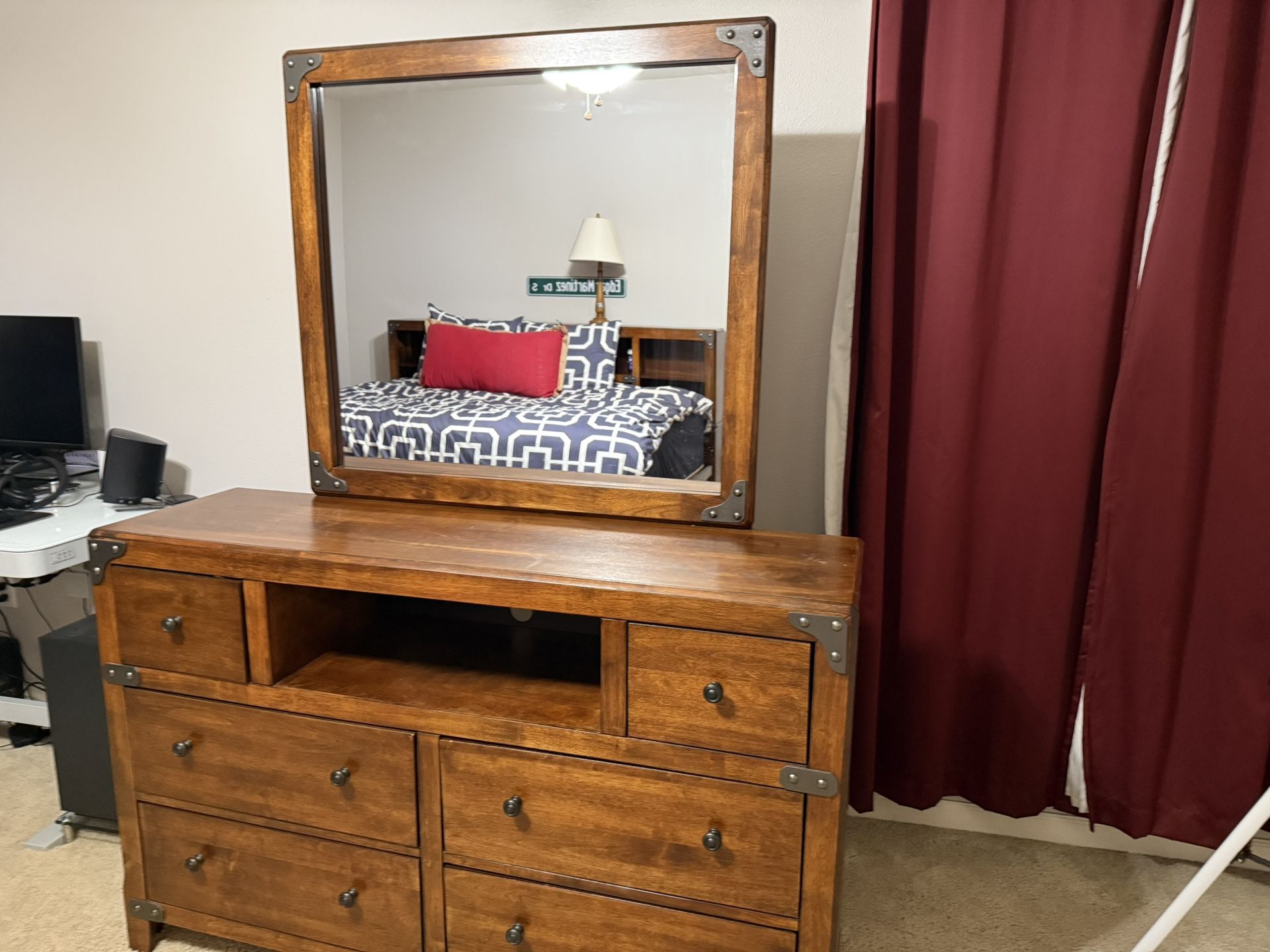 Dresser/Mirror & Double Bed With Storage Beneath