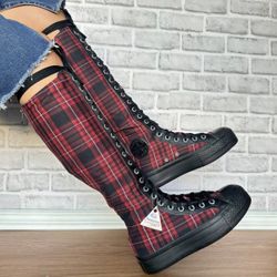 Converse Chuck Taylor Lift XXHi Platform Plaid Boots Womens A17685C