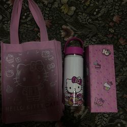 Hello Kitty 50 Year Anniversary Pop Up Limited Addition Water Bottle With Box And Tote Included  