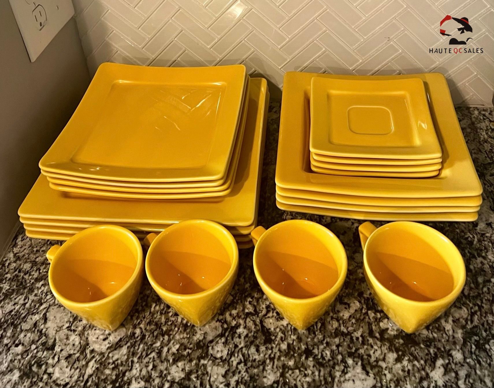 Brighten Up Your Dining Experience with This Stunning 20-Piece Yellow Plate Set!