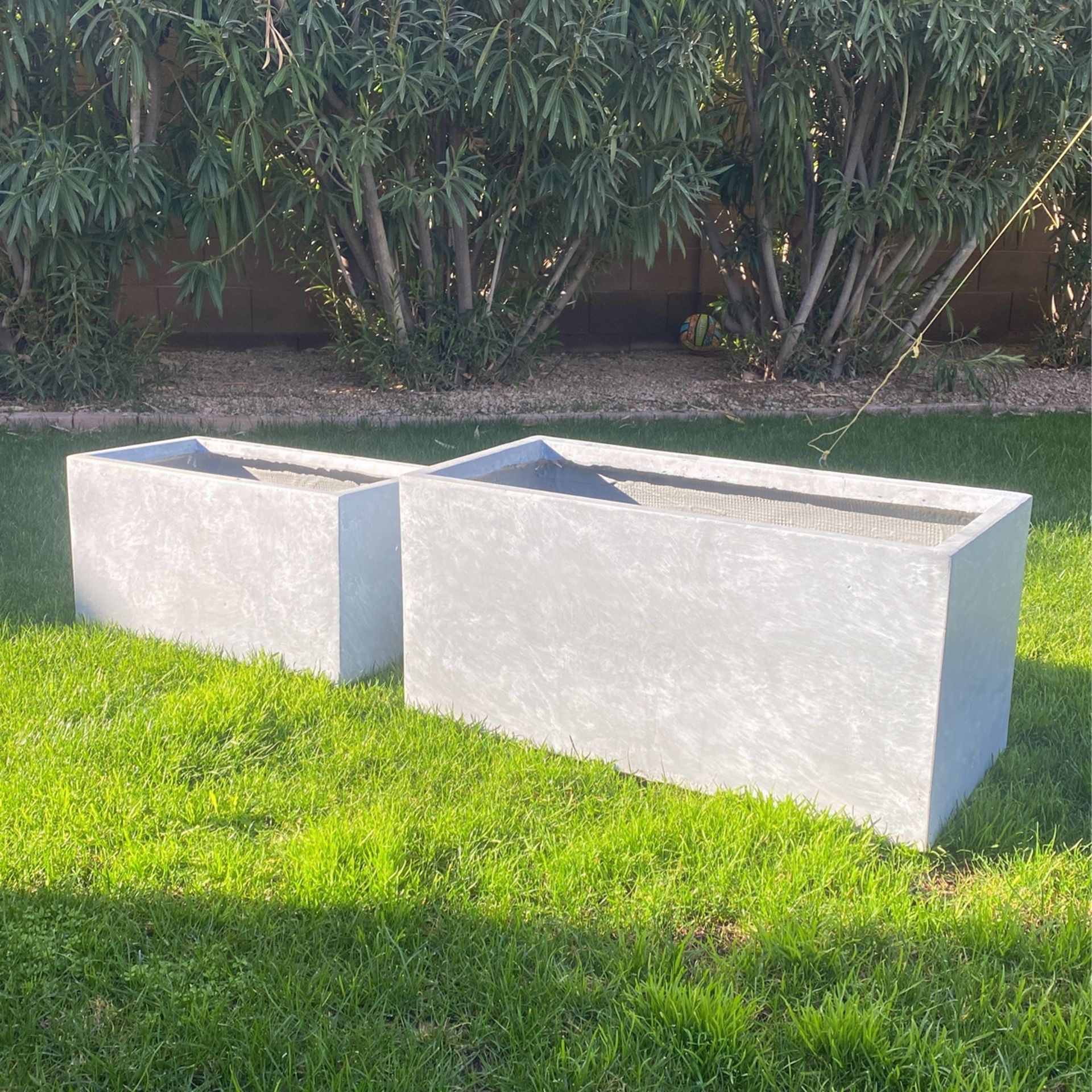 Rectangular Large Concrete Long Box Planters Set of 2