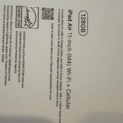 iPad Air 11-inch (M4) Wi-Fi + Cellular 128GB Space Gray latest model. Paid $749 plus tax last month