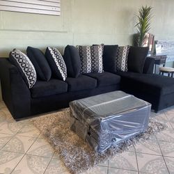Black Sectional With Really Soft Fabric ‼️take It Home With $39 Easy Approval ‼️
