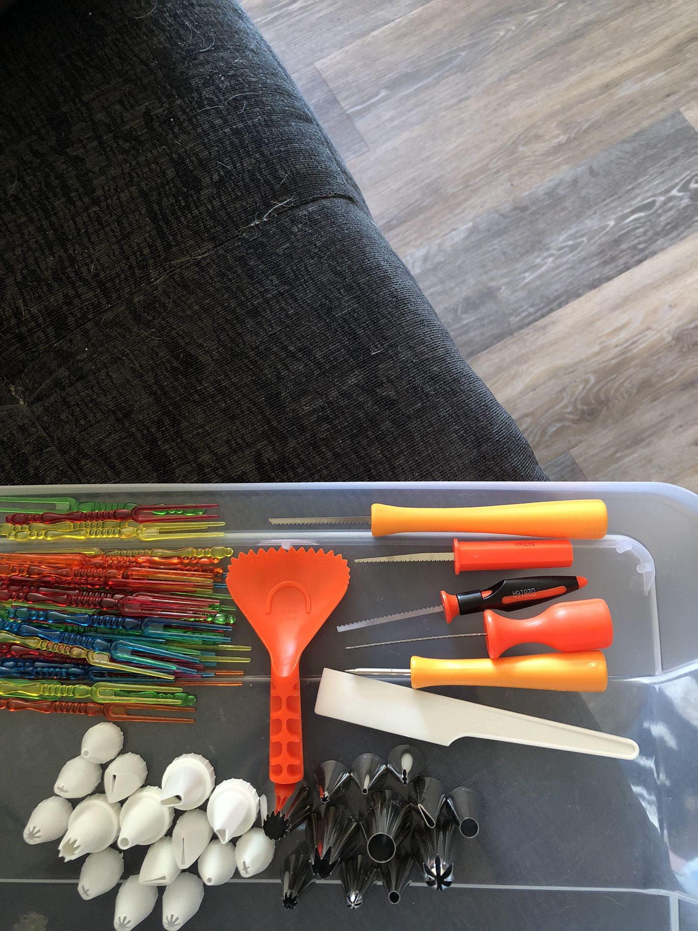 An Assortment Of Cake Decorating/pumpkin Supplies