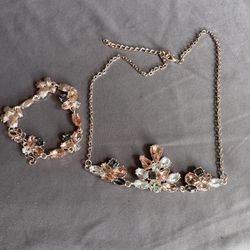 Rose Gold Matching Necklace And Bracelet