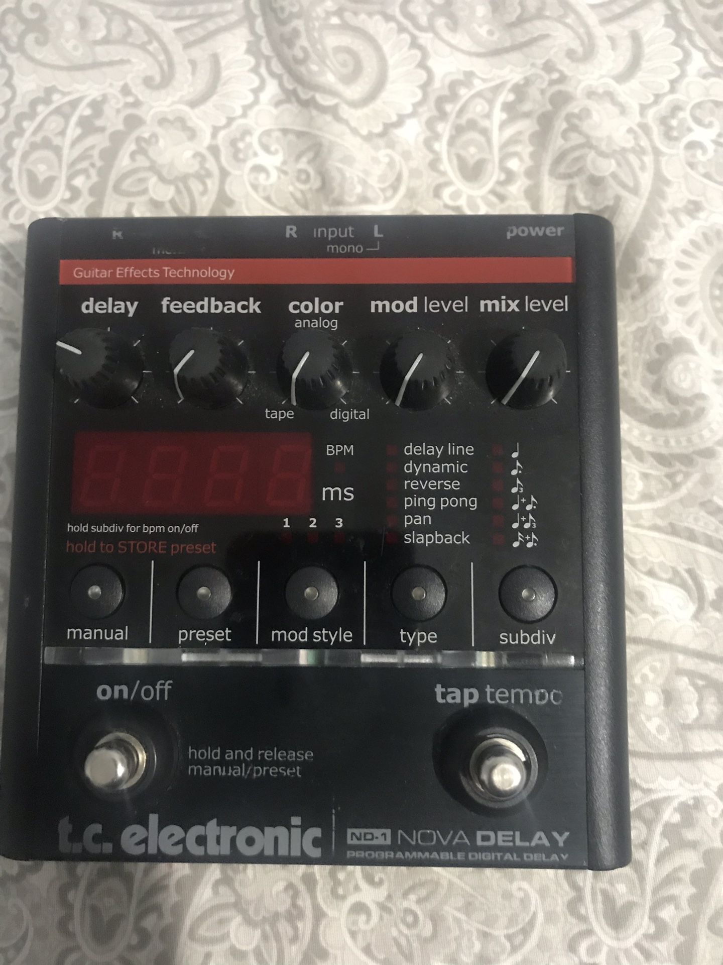 Delay guitar effects pedal.