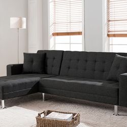 Black Fabric Sectional Sofa Bed
