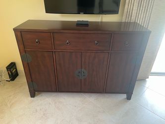 Solid dark wood buffet cabinet for storage