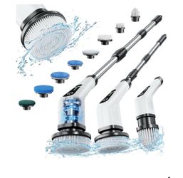 Leebein Electric Spin Scrubber, Cordless Cleaning Brush with 8 Replaceable Brush Heads, Tub and Floor Tile 360 Power Scrubber Dual Speed with Adjustab