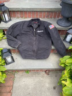Snap-on Work Jacket with American Flag Patch