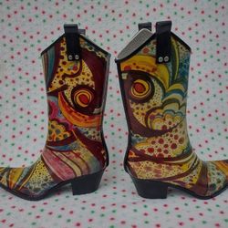 Nomad Women Rubber Rain Boots Western Waterproof Cowboy BOHO Hippie Chic Size 6