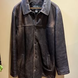Vintage EDDIE BAUER Mens Sz L Brown Distressed jacket Leather