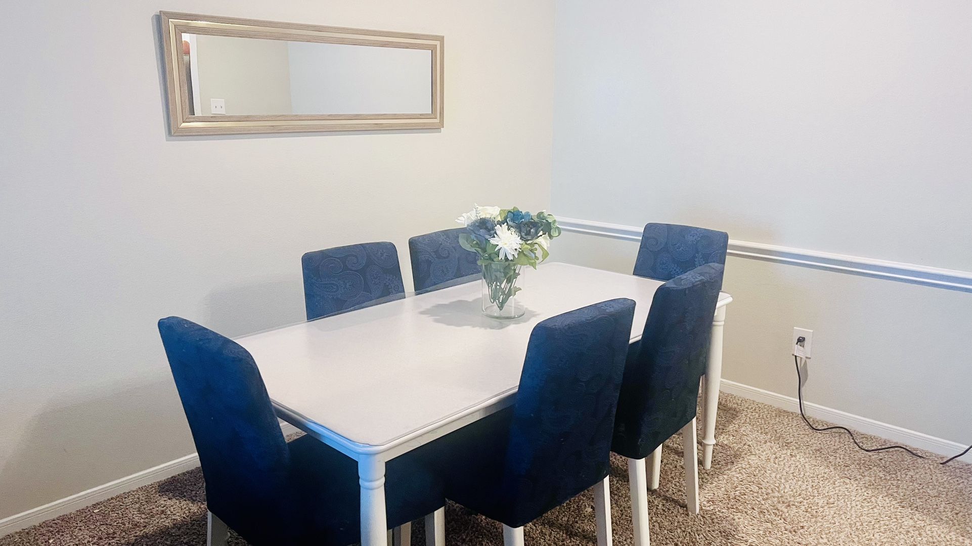 IKEA dining Table Set With Blue Chairs