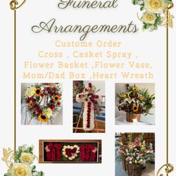 Funeral Arrangement Casket Spray Cross Heart Wreath Flower Basket