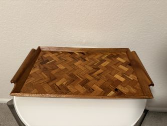 Tray Vintage Herringbone Wood Tray