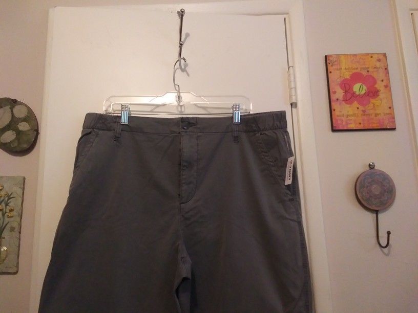 New With Tags XL Womens Old Navy Grey Pants With Partial Elastic Waist