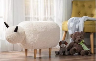 Pearcy Sheep Ottoman - White -
