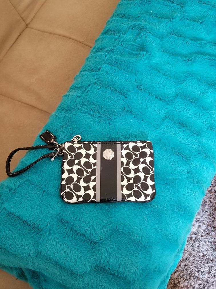 Coach Black and White Wristlet