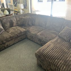 Teddy Bear Fabric With Sleeper And Storage Sectional 