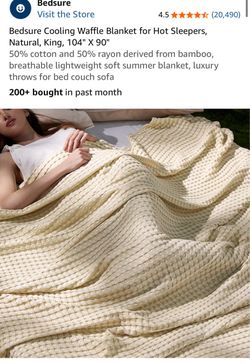 Bedsure Cooling Waffle Blanket King Natural