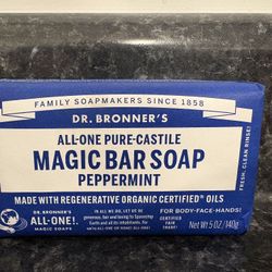 NEW - Dr. Bronner's Magic Bar Soap All-One Pure-Castile Peppermint