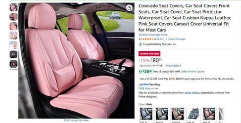 Universal Coverado Car Seat Covers *2 Front* PU Leather Pink