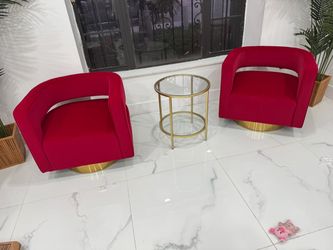 Swivel chair and center glass table