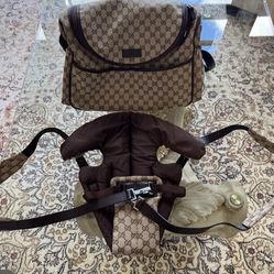 Gucci Monogram Diaper Bag and Baby Carrier 