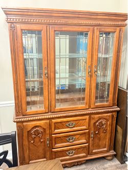 Traditional wooden China cabinet hutch