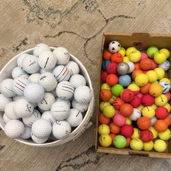 Over 100 golf balls 3 gallon bucket plus carton box