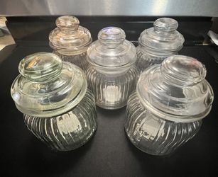 5 Decorative Glass Jars Sold Together