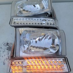 99-04 Ford F250 F250 F350 F450 F550 00-04 Excursion LED Headlights Luces Micas Calaveras Faros Faroles Focos