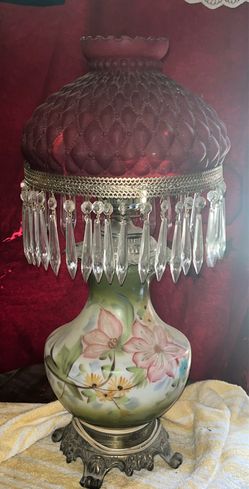 Gone with the wind lamp cadmium lamp shade hand painted brass base