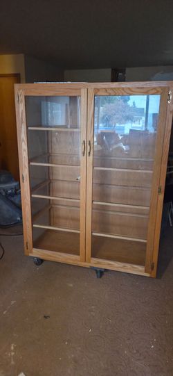 Handmade Solid Oak Display Cabinet