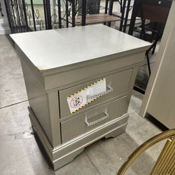 1Pc Modern Glam Style Two Drawers Nightstand Champagne Finish Solid Wood Crystal（damage）