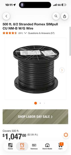 500 ft. 8/2 Stranded Romex SIMpull CU NM-B Wire