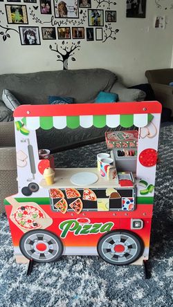 Kids Wooden Pizza Food Truck Play Set
