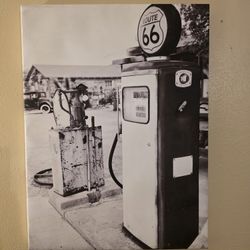 Route 66 Black And White Gallery Wrapped Canvas Art Photo