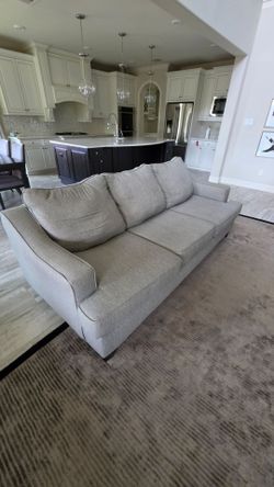 Fusion Furntitre: Light Gray Fabric 3-Seat Sofa