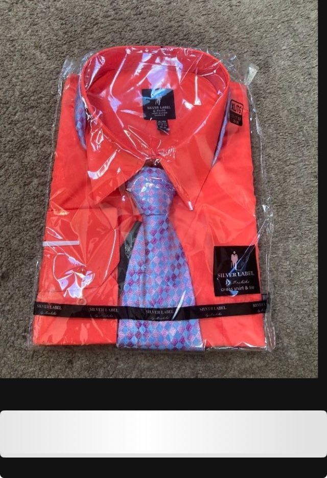Men Dress Shirt With Tie Size XL