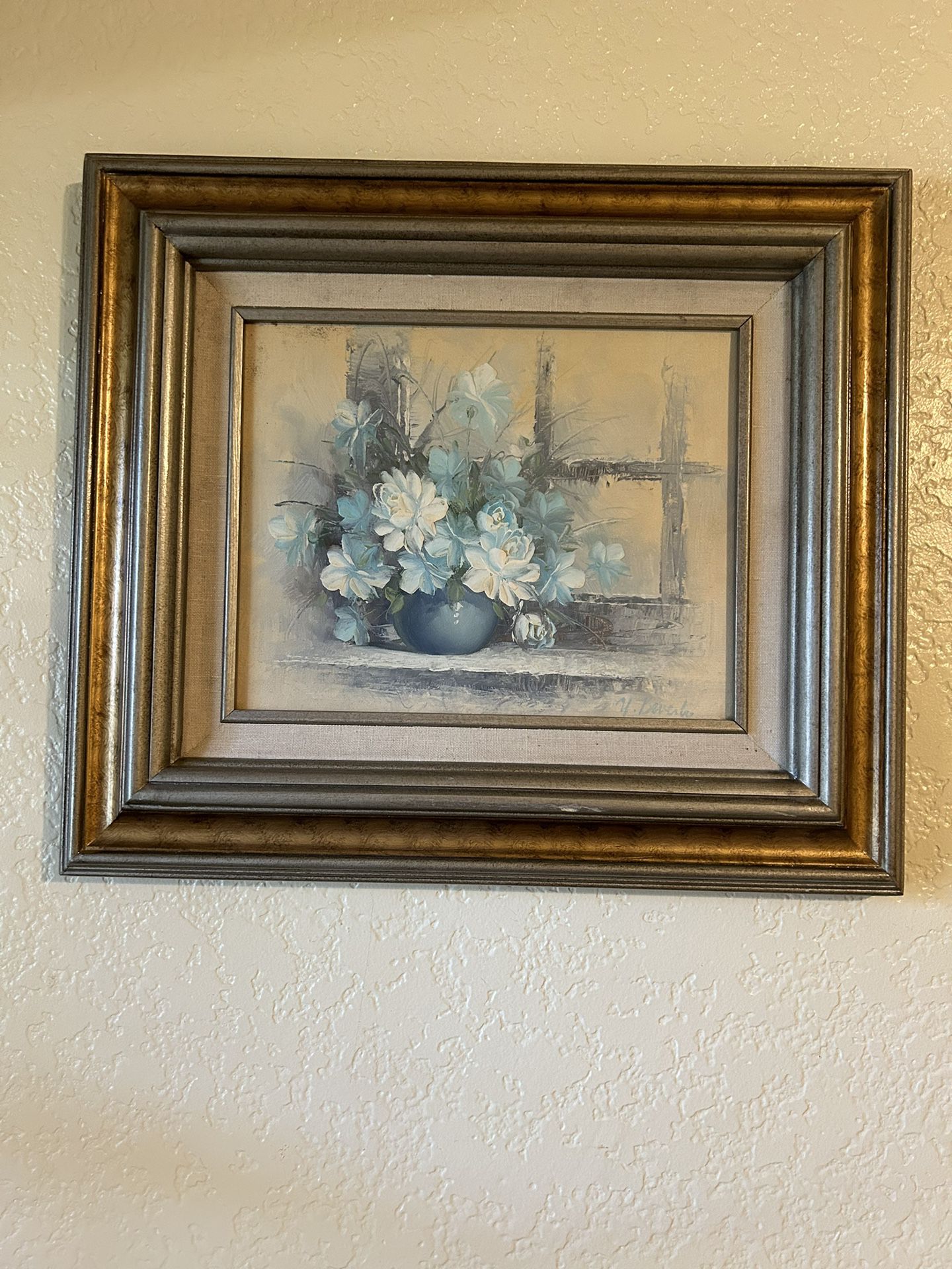 Vintage Oil Painting Flowers Bouquet 