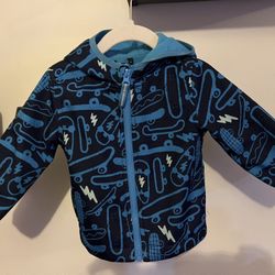 Cat & Jack Blue Lightweight Hooded Skateboard Rain Jacket - Size 18 months