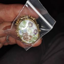 Porcelain brooche Rose designs 