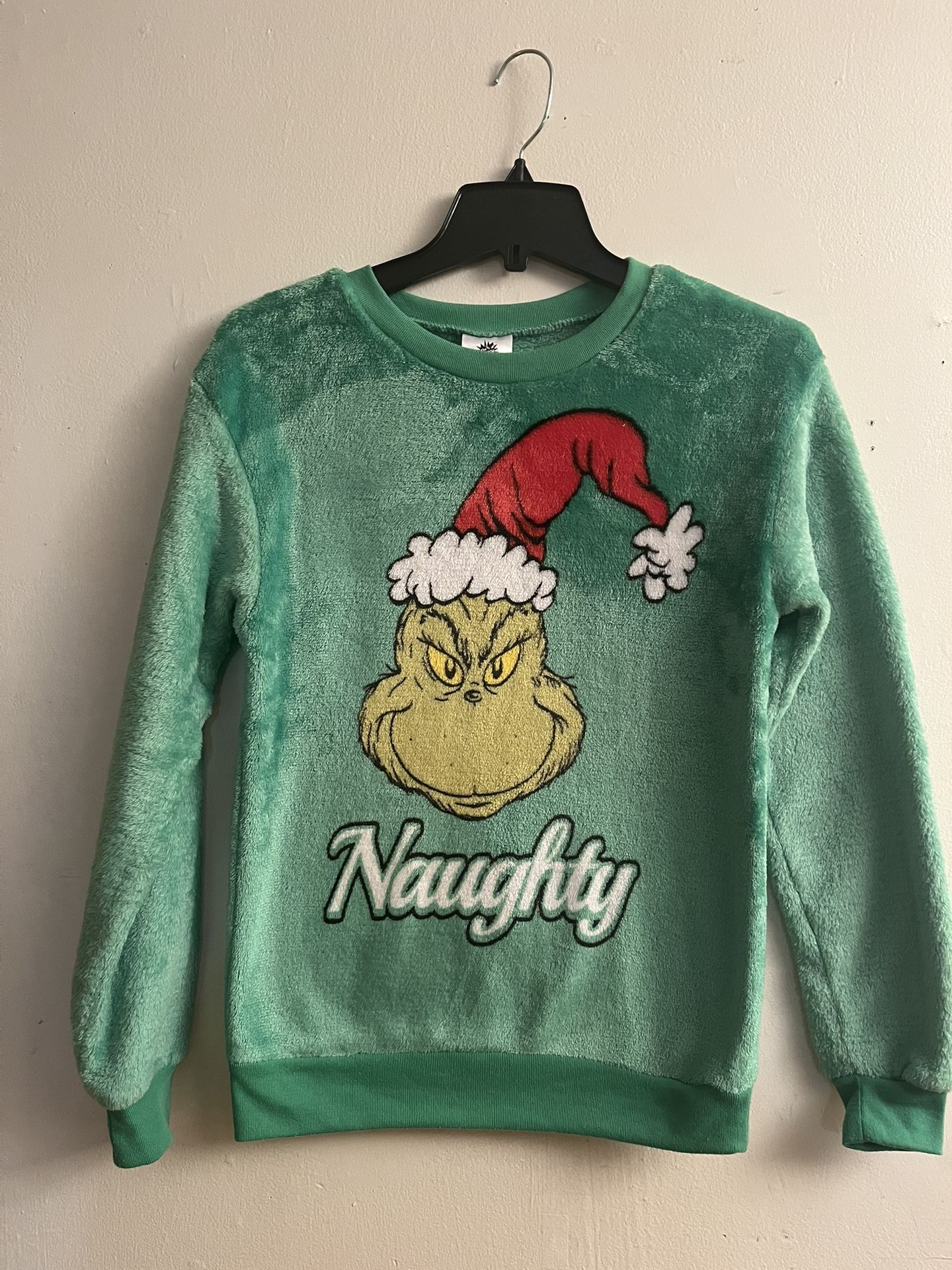 The  Grinch “Naughty” Pullover Fleece Sweatshirt In Green Sz: XS (1)