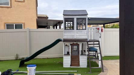 Kids outdoor house and slide