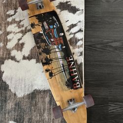 Rare Vintage Bahne 44" Wooden Longboard Cruiser Skateboard With All Original Gear